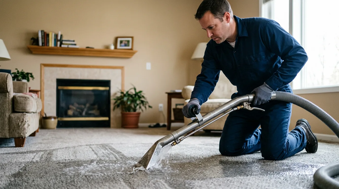 Water damage restoration technician working near New Blaine, AR